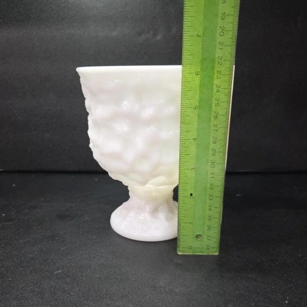 EO Brody Milk‎ Glass Pedestal Compote, Vintage Vase, Decorative Display Planter